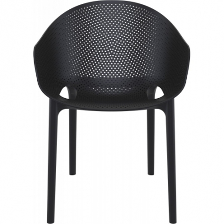 Sky Pro black openwork chair with armrests Siesta