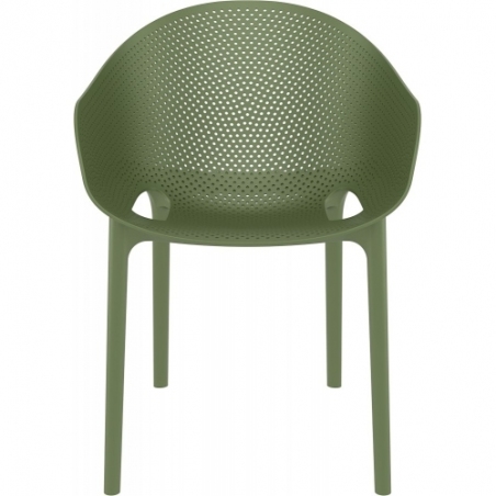 Sky Pro olive openwork chair with armrests Siesta