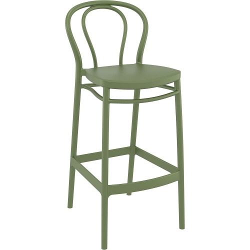 Krzesło barowe plastikowe Victor 75 oliwkowe Siesta do kuchni