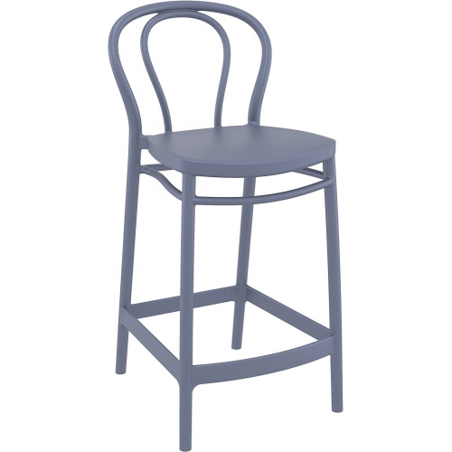 Krzesło barowe plastikowe Victor 65 ciemno szare Siesta do kuchni