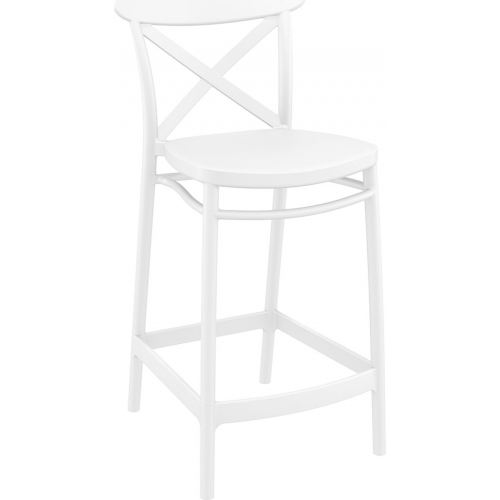 Krzesło barowe plastikowe Cross 65 białe Siesta do kuchni