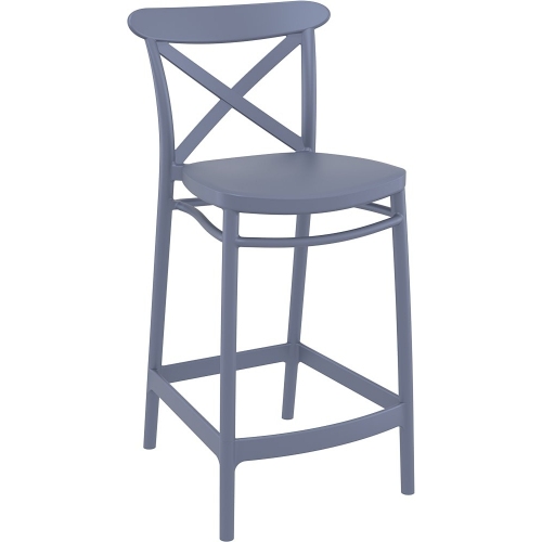 Krzesło barowe plastikowe Cross 65 ciemno szare Siesta do kuchni