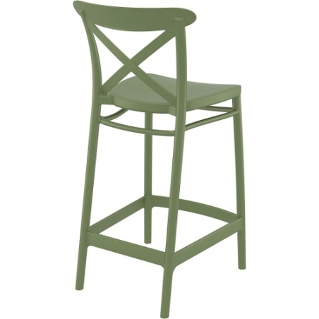 Krzesło barowe plastikowe Cross 65 oliwkowe Siesta do kuchni