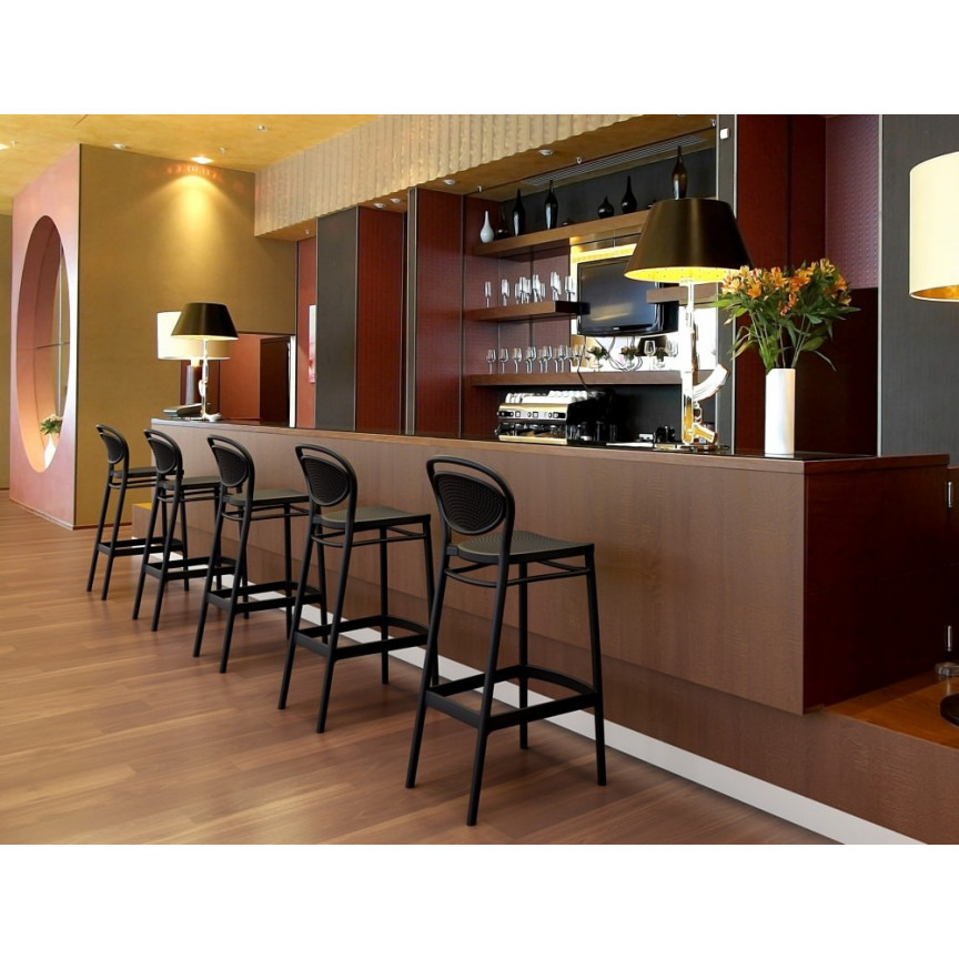 Marcel 75 olive plastic bar chair Siesta