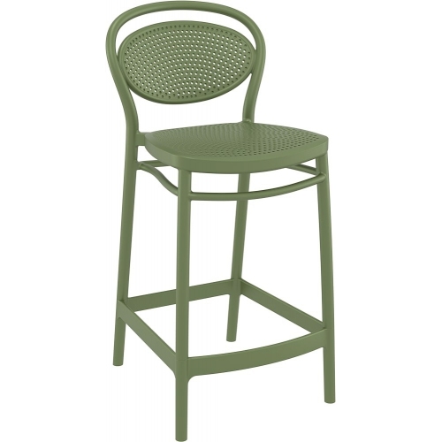 Krzesło barowe plastikowe Marcel 65 oliwkowe Siesta do kuchni