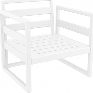 Mykonos white plastic garden armchair Siesta