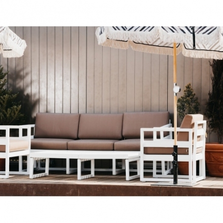 Mykonos beige plastic garden armchair Siesta