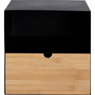 Joliet black&amp;natural wall mounted bedside table Actona