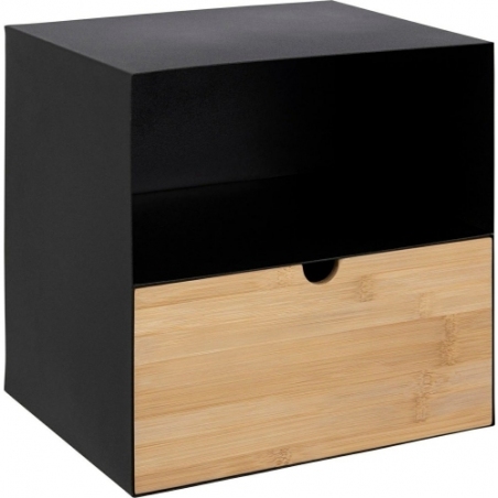 Joliet black&amp;natural wall mounted bedside table Actona