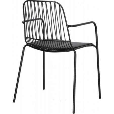 Willy Arm black wire chair with armrests Intesi