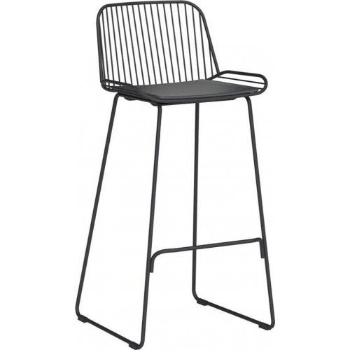 Krzesło barowe metalowe z poduszką Iron Bar Low czarne Moos Home do kuchni