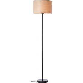 Romm 38 light wood&amp;black floor lamp with shade Brilliant