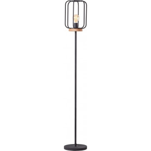 Tosh dark wood&amp;black wire floor lamp Brilliant