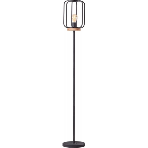 Tosh dark wood&amp;black wire floor lamp Brilliant