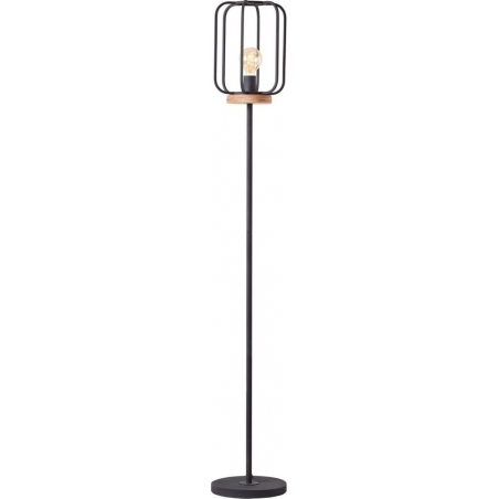 Tosh dark wood&amp;black wire floor lamp Brilliant