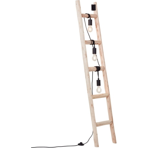 Stylowa Lampa podłogowa drewniana Ladder jasne drewno Brilliant do salonu i sypialni