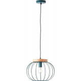 Lampa wisząca druciana z drewnem Sorana 36 niebieska Brilliant