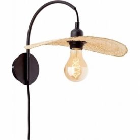 Jefter natural&amp;black wall lamp with arm Brilliant