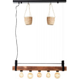 Lampa wisząca belka z doniczkami Bankwood 80 ciemne drewno Brilliant