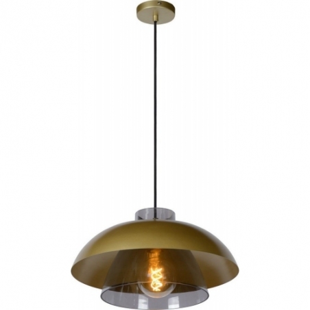 Avonmore 40 gold&amp;smoked glass pendant lamp Lucide