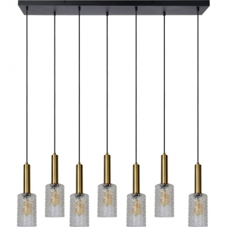 Coralie VII gold&amp;smoked glass pendant lamp Lucide