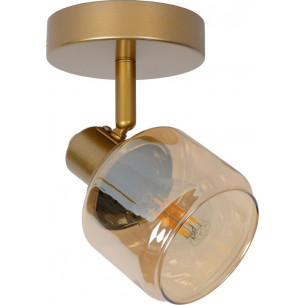 Bjorn 10 gold&amp;smoked glass ceiling spotlight Lucide