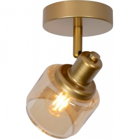 Bjorn 10 gold&amp;smoked glass ceiling spotlight Lucide