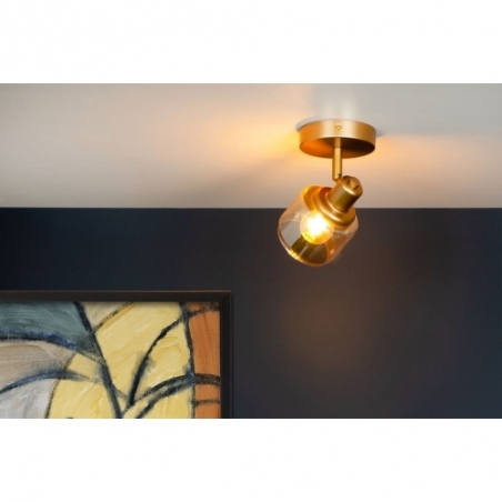 Bjorn 10 gold&amp;smoked glass ceiling spotlight Lucide