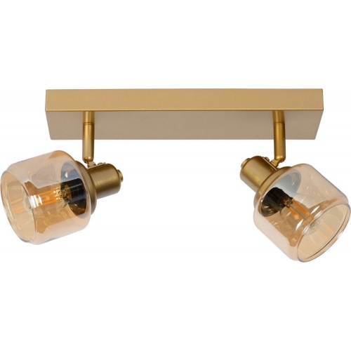 Bjorn 30 gold&amp;smoked glass ceiling spotlight Lucide