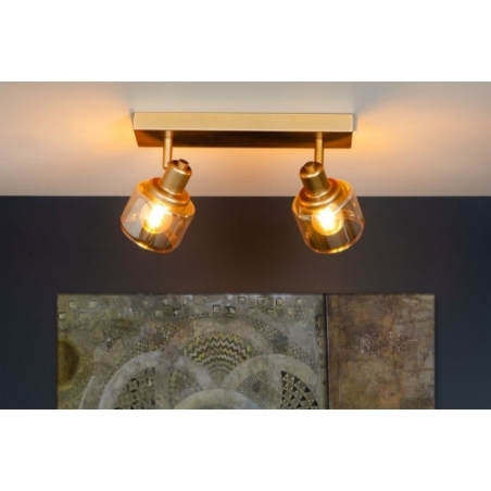 Bjorn 30 gold&amp;smoked glass ceiling spotlight Lucide