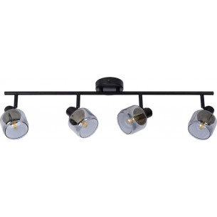 Bjorn 74 black&amp;smoked glass ceiling spotlight Lucide