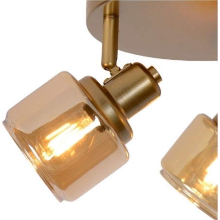 Bjorn 39 gold&amp;smoked glass ceiling spotlight Lucide