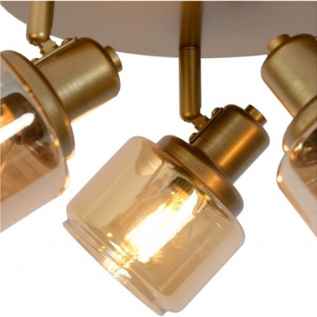 Bjorn 39 gold&amp;smoked glass ceiling spotlight Lucide