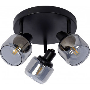 Bjorn 39 black&amp;smoked glass ceiling spotlight Lucide