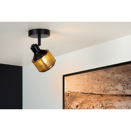 Rafa 10 black&amp;gold ceiling spotlight Lucide