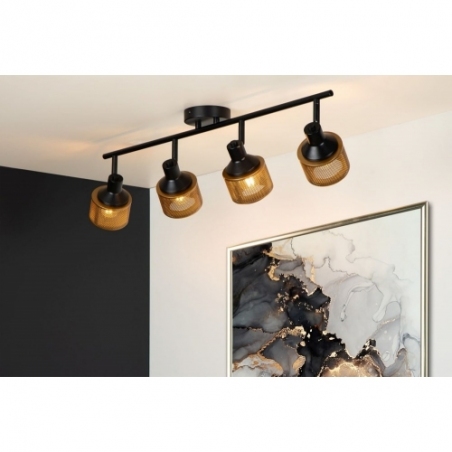 Rafa 74 black&amp;gold ceiling spotlight with 4 lights Lucide