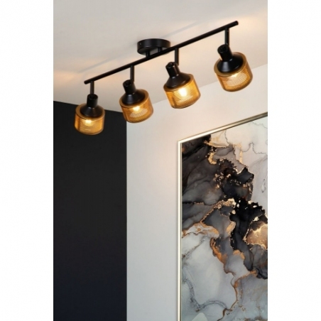 Rafa 74 black&amp;gold ceiling spotlight with 4 lights Lucide