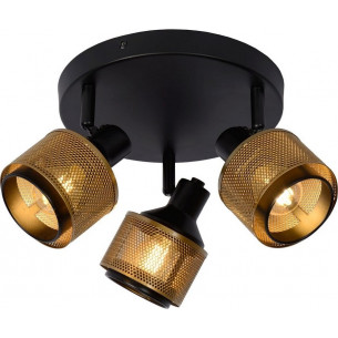 Rafa 42 black&amp;gold triple ceiling spotlight Lucide