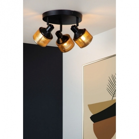 Rafa 42 black&amp;gold triple ceiling spotlight Lucide