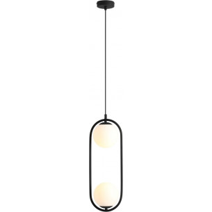 Lampa wisząca 2 szklane kule Riva Black 18 biało-czarna Aldex