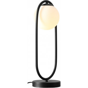 Lampa stołowa szklana kula Riva Black 18 biało-czarna Aldex