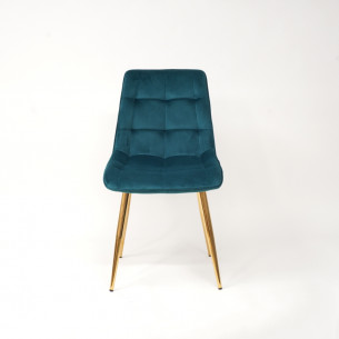 [OUTLET] Chic Quilted velvet chair turquoise/gold Signal 2