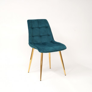 [OUTLET] Chic Quilted velvet chair turquoise/gold Signal