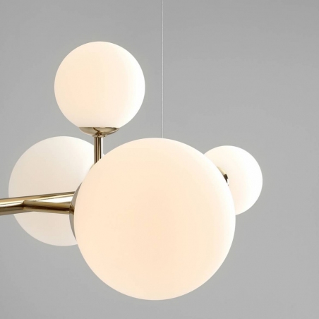 Designerska Lampa wisząca szklane kule Dione 130 biało-złota Aldex do kuchni, salonu i sypialni.