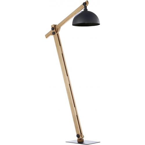 Stylowa Lampa podłogowa drewniana Oslo Czarna TK Lighting do czytania.