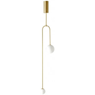 Loop white&amp;gold ceiling lamp with 2 glass balls Step Into Design