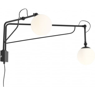 Soho glass white-black wall lamp with 2 glass spheres Aldex 2