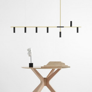 Trevo VII black and brass linear pendant lamp Aldex