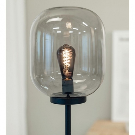 Stylowa Lampa podłogowa szklana Brooklyn dymiony/czarny Markslojd do salonu i sypialni