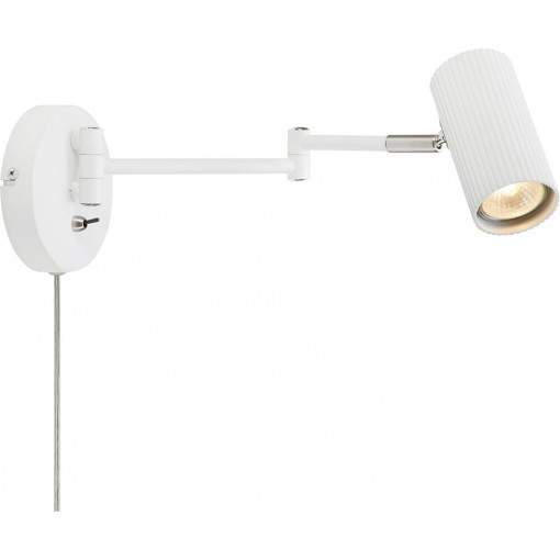 Costilla white/satin nickel swing arm wall lamp with switch Markslojd